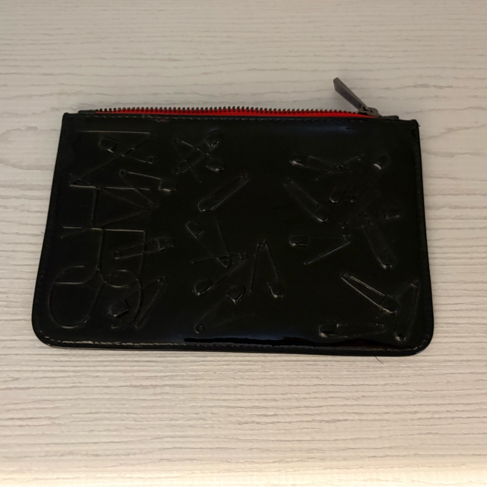 NARS Black Patent Cosmetic Zip Pouch with Red Zipper